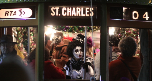 The Phunny Phorty Phellows prepare to leave from the streetcar barn on Willow on their Twelfth Night ride through Uptown New Orleans in January 2013. (Robert Morris, UptownMessenger.com)