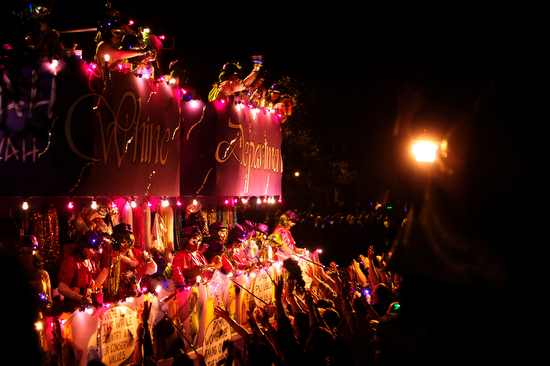 Krewe of Muses The Whine Department float. (Sabree Hill, UptownMessenger.com)