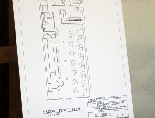 The floor plans for the new restaurant by architect Stephen Finegan. (Robert Morris, UptownMessenger.com)