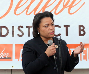 City Councilwoman LaToya Cantrell speaks during a campaign event in 2013. (UptownMessenger.com file photo by Robert Morris)