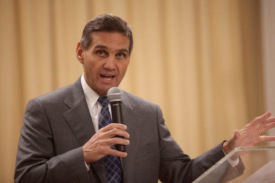 District Attorney Leon Cannizzaro answers a question about the witness protection program. (Sabree Hill, UptownMessenger.com)