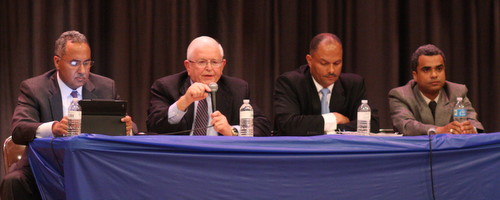 Sheriff Marlin Gusman (from left), former sheriff Charles Foti, School Board president Ira Thomas and gardener Quentin Brown. (Robert Morris, UptownMessenger.com)