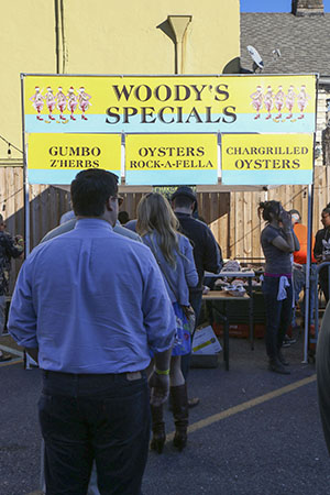 People wait in line for Woody's Fish Tacos' oyster dishes during the first annual Freret Street Oyster Jam. (Zach Brien, UptownMessenger.com)