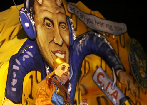 The Chaos "Devil in the Detail" float mocked the controversy over domestic spying. (Robert Morris, UptownMessenger.com)