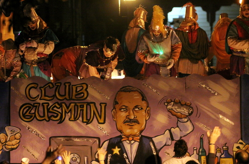 The Krewe d'Etat "Happy Hour" float took aim at the problems at the Orleans Parish Prison. (Robert Morris, UptownMessenger.com)