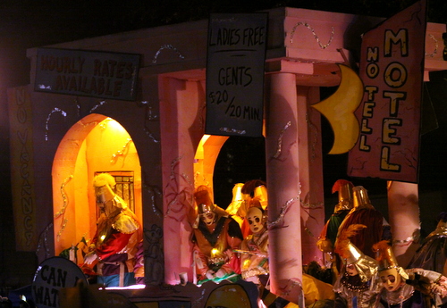 The Krewe d'Etat "Ladies Night" float mocks the prostitution around Tulane Avenue motels. (Robert Morris, UptownMessenger.com)