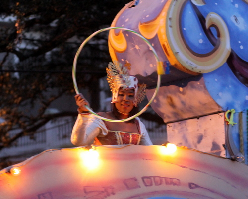 A rider in the Krewe of Oshun parade. (Robert Morris, UptownMessenger.com)