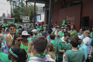The St. Patricks' Day block party outside Tracey's and Parasol's on Sunday. (UptownMessenger.com file photo by Zach Brien)