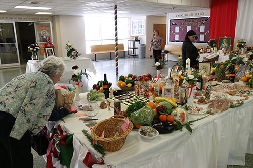 Food offerings at De La Salle's St. Joseph altar. (Zach Brien, UptownMessenger.com)
