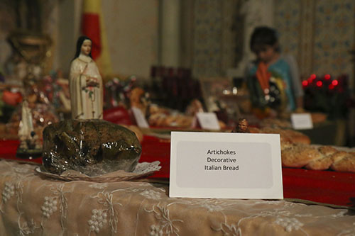 Stuffed artichoke offering at St. Stephen's Saint Joseph's altar. (Zach Brien, UptownMessenger.com)