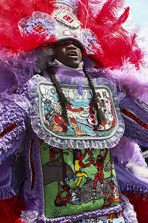 Wild Mohicans Mardi Gras Indians on Super Sunday 2014. (Zach Brien, UptownMessenger.com)