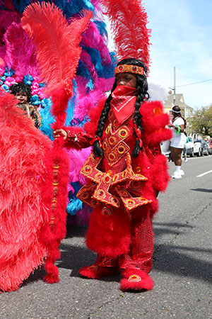 White Cloud Hunters Mardi Gras Indians on Super Sunday 2014. (Zach Brien, UptownMessenger.com)