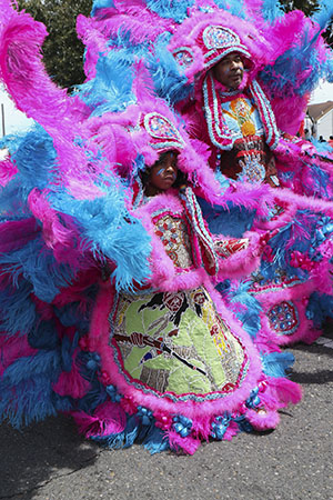 White Cloud Hunters Mardi Gras Indians on Super Sunday 2014. (Zach Brien, UptownMessenger.com)