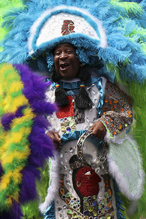 Mohawk Hunters Mardi Gras Indians on Super Sunday 2014. (Zach Brien, UptownMessenger.com)