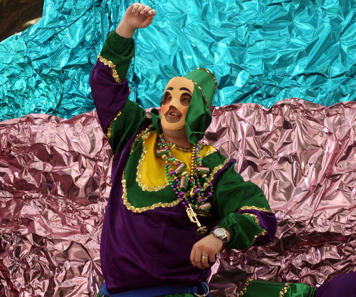 A rider in the Krewe of Mid-City's King's Band of Merry Men. (Robert Morris, UptownMessenger.com)