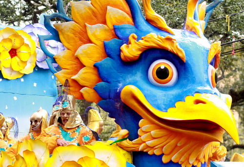 The Rex "Garuda" float. (Robert Morris, UptownMessenger.com)