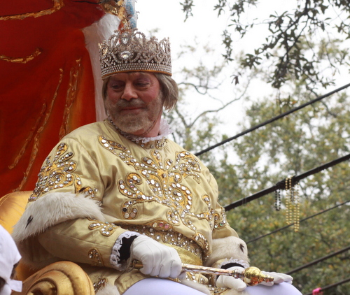 The King of Rex, Jack Laborde, rides on St. Charles Avenue. (Robert Morris, UptownMessenger.com)
