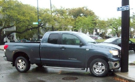 Photograph of a truck believed to have been used in Saturday's shooting in the Irish Channel, photographed at a crash scene in Broadmoor the day before. (image via NOPD)
