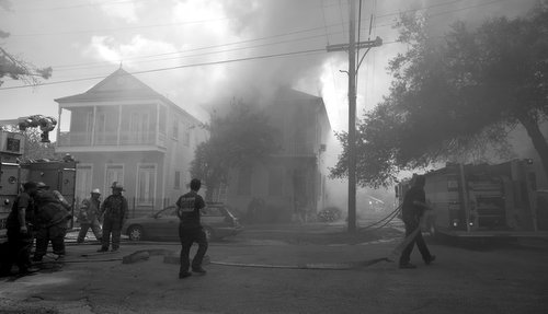 Firefighters battle a blaze on Valmont Street. (photo courtesy of Bob Perrin)