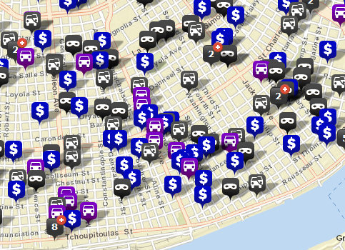 Thefts and burglaries in the NOPD Sixth District since April 6 cluster along Magazine Street and Louisiana Avenue. (Robert Morris, UptownMessenger.com)