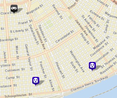 Two robberies and a home invasion were reported Wednesday in the Uptown area. (map via NOPD)