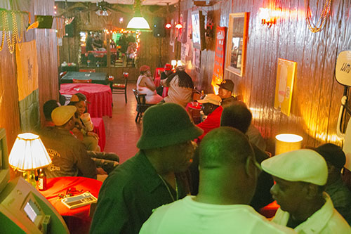 Uptown Swingers at a meeting before their June 22nd second line parade. (Zach Brien, UptownMessenger.com)