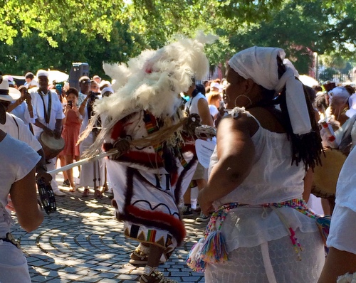 Crowds gather to watch dancing during the Maafa ceremony. (photo by jewel bush for UptownMessenger.com)