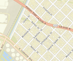 The 2700 block of Mistletoe abuts Earhart Expressway. (map via NOPD)