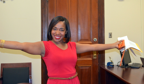 Judge Robin Pittman strikes a playful pose after qualifying. (Photo by Danae Columbus for UptownMessenger.com)
