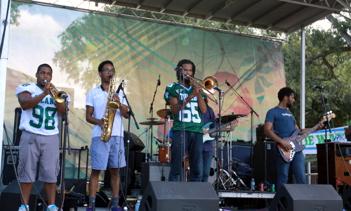 A band plays on the Lavin-Bernick Quad at Tulane University before the game. (Robert Morris, UptownMessenger.com)