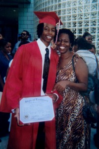 Ann Dimes with Danny at his high-school graduation.