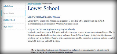 A portion of the language removed from the Lusher admissions web site. (UptownMessenger.com)
