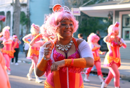 The Pussyfooters dance in the Mystic Krewe of Femme Fatales. (Robert Morris, UptownMessenger.com)