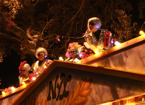 Riders on the Nyx Title Float, "Nyx Celebrates the King." (Robert Morris, UptownMessenger.com)