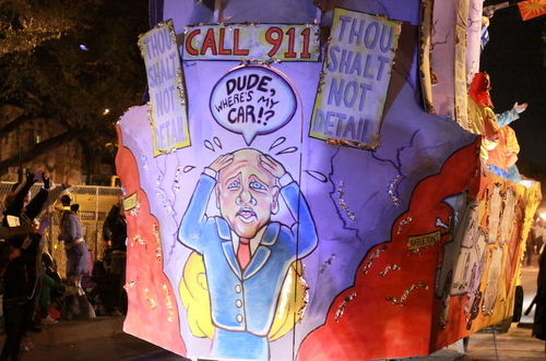 The Chaos "NO P.D." float mocked the city's public safety issues. (Robert Morris, UptownMessenger.com)
