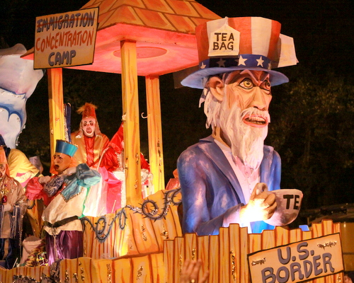 The Chaos "NO Way Jose" float mocked attitudes about immigration. (Robert Morris, UptownMessenger.com)