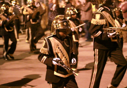 The Roots of Music perform in the Knights of Chaos parade. (Robert Morris, UptownMessenger.com)