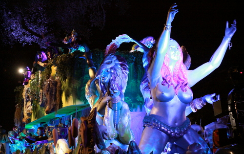 The Sirens float closes out the Krewe of Muses parade. (Robert Morris, UptownMessenger.com)