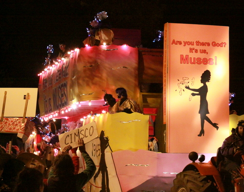 The Krewe of Muses theme, "Are you there God, it's us, Muses," used themes of adolescence as the basis for its satire. (Robert Morris, UptownMessenger.com)