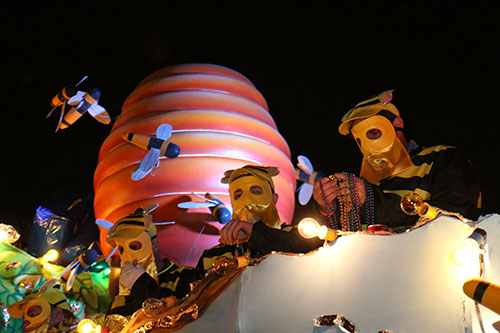 Riders on the "Whinnie the Pooh" float. (Zach Brien, UptownMessenger.com)