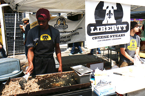 Liberty was serving cheesesteaks outside their restaurant. (Zach Brien, UptownMessenger.com)