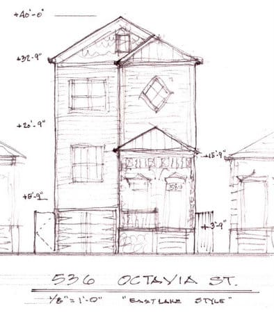 The plan for a new house at 536 Octavia Street. (via City of New Orleans)
