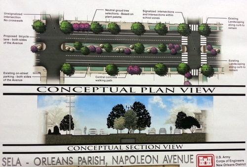Conceptual designs for the Napoleon Avenue after construction is finished. (image by U.S. Army Corps of Engineers)