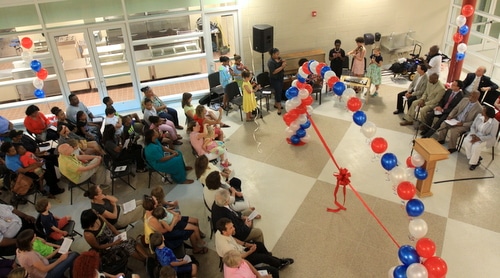 Audubon Charter School students perform before a crowd of nearly 200 people during the ceremony. (Robert Morris, UptownMessenger.com)