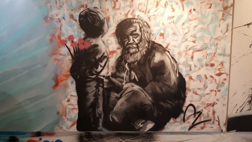 One of the pieces created by Az for a street-art exhibit at Treo gallery in Mid-City. (via azwashere.com)