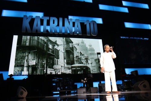 John Boutte performs during the Katrina 10 commemoration at the Smoothie King Center on Saturday. (Zach Brien, UptownMessenger.com)