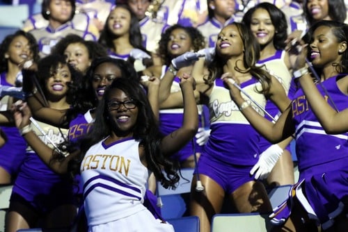 Warren Easton's marching band performs prior to the Katrina 10 commemoration at the Smoothie King Center on Saturday. (Zach Brien, UptownMessenger.com)