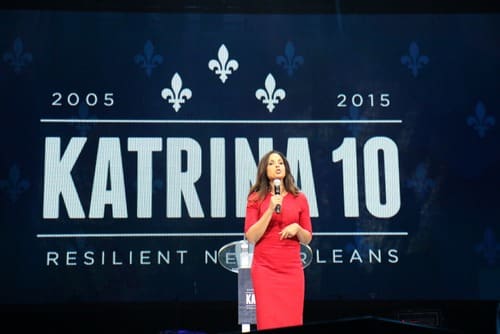 Soledad O'Brien speaks during the Katrina 10 commemoration. (Zach Brien, UptownMessenger.com)