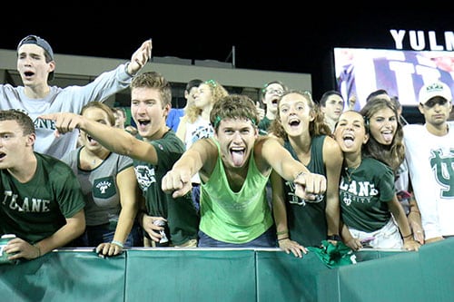 A packed student section gets rowdy before Tulane's home opener versus Duke. (Zach Brien, UptownMessenger.com)