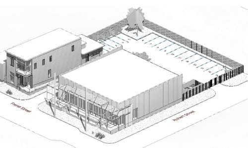 The site layout proposed for the two buildings at 5007 Freret. (image by Studio WTA, via City of New Orleans)